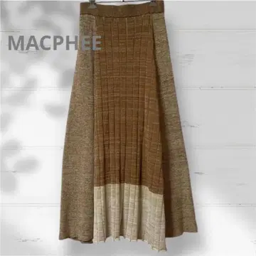새상품급 MACPHEE 리브 니트 롱 스커트 라메 리버서블 36