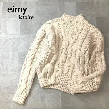 eimy istoire 케이블 편직 로우 게이지 니트 더스티 핑크