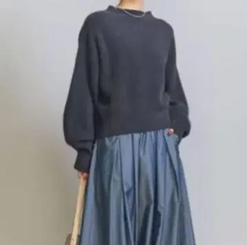 BEAUTY&YOUTH 볼륨 슬리브 숏 니트 풀오버