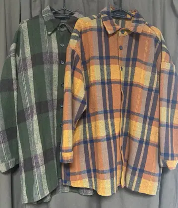 네오스 neos 오버 실루엣 기모 체크 셔츠 자켓 2개 세트