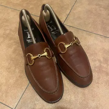 브라운 가죽 로퍼 골드 버클