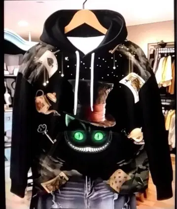 디즈니 체셔 고양이 디자인 후드티