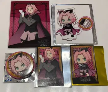 NARUTO 프린세스 카페 캔뱃지 아크릴 스탠드 특전 스티커 사쿠라