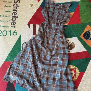슬리브리스 롱 원피스 체크 원피스 vintage