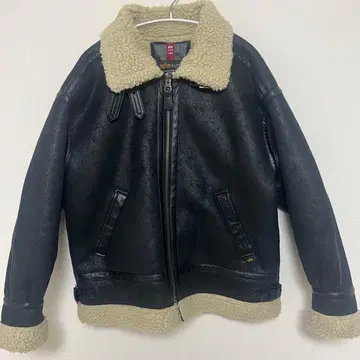 ALPHA INDUSTRIES 블랙 페이크 무스탕 자켓 M