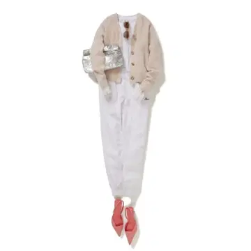 새상품급 서드 매거진 리브 숏 가디건 9호 핑크