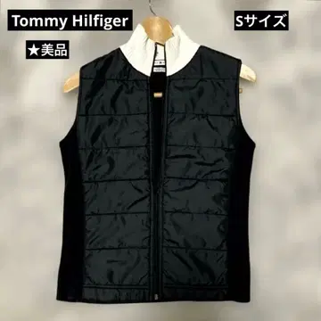 Tommy Hilfiger 베스트, 앞 지퍼, 블랙 x 화이트 새상품급
