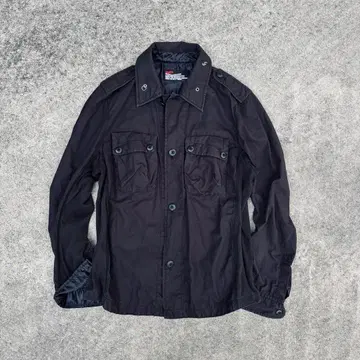 BEAMS 코튼 밀리터리 자켓 블랙 리브 절개 기믹 Y2K 모드