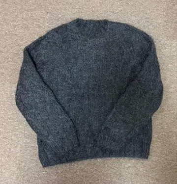 다크 그레이 케이블 캐주얼 니트 스웨터 손뜨개질