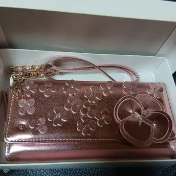 Shogo Kariyaaki 꽃무늬 장지갑 핑크 골드