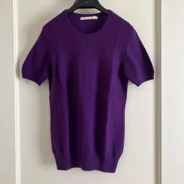 미사용 유니클로 UNIQLO 100% 캐시미어 보라색 반팔 니트 S