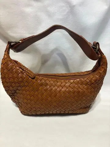 scena 브라운 뜨개질 가죽 핸드백