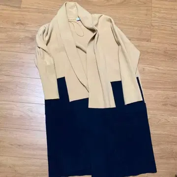 ZARA 니트 롱 가디건 S 베이지/네이비 코트