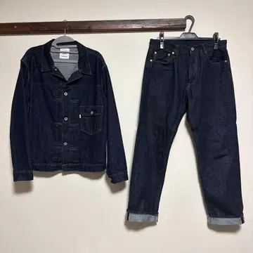 솔트&페퍼 셋업 데님 자켓 팬츠 M 34