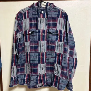 백 채널 플란넬 체크 셔츠 후드 부착 M 사이즈