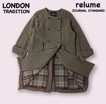 런던 트래디션 노카라 코트 안감 체크