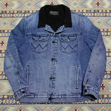 80s-90s 랭글러 데님 보아 자켓 블랙 보아