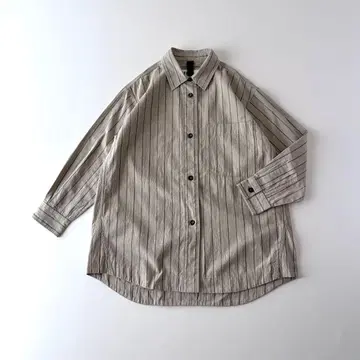 컨디션 최상 MHL. 마가렛호웰 와이드 스트라이프 코튼 린넨 셔츠