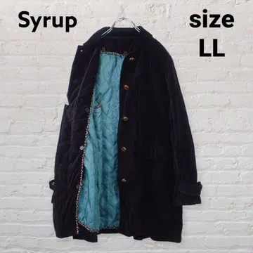 Syrup 벨로아 느낌 라이너 부착 코트 블랙 LL 스웨이드풍