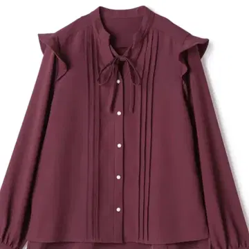 새상품 AOKI 아오키 탈부착 가는 리본 달린 턱 블라우스 와인 M