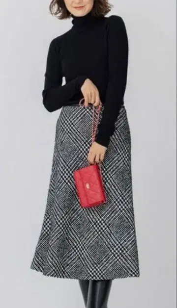 23구 트위드 세미 플레어 스커트