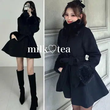 택 포함 새상품 다리치 허리 벨트 멜톤 코트 FL 사이즈 블랙