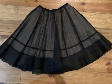 [FOXEY] 블랙 시스루 플레어 스커트