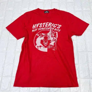 레어 Hysteric Glamour T셔츠 M 빨간색 화이트 늑대 히스걸