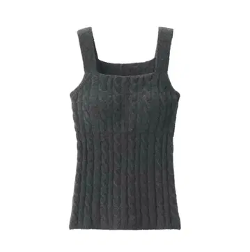 무인양품 코튼 혼방 복슬복슬 니트 브라 탱크탑 차콜 그레이 L