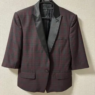 MIDAS 9 버건디 체크 테일러드 자켓