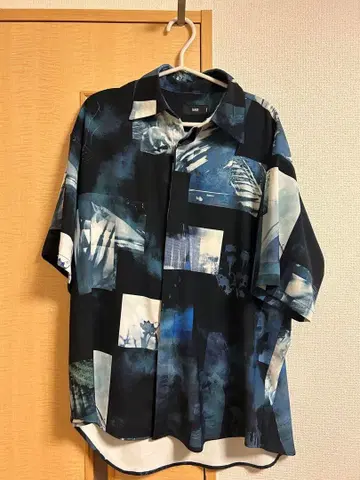 HARE 반팔 브라 포토 콜라주 셔츠 남성용 오버 사이즈 S 사이즈