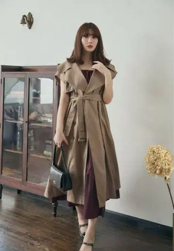 Sleeveless Twill Trench Dress