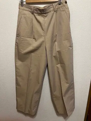 베이지 와이드 팬츠 코튼 혼방