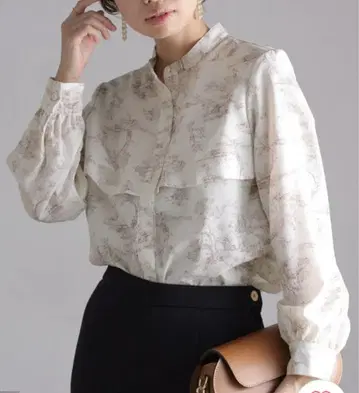 라토타리테 플레어 프릴 블라우스 밴드 카라