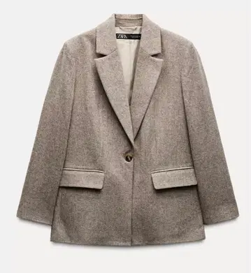 헤링본 울 블렌드 스트레이트 블레이저