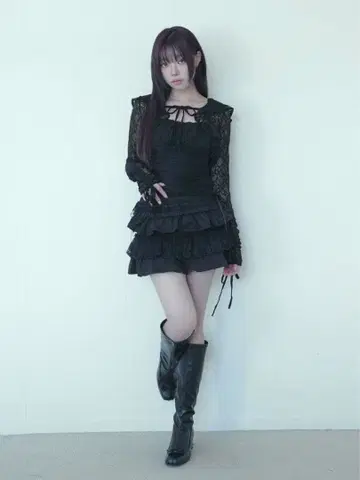 bubbles 레이스 후디 앙상블 블랙 셋업