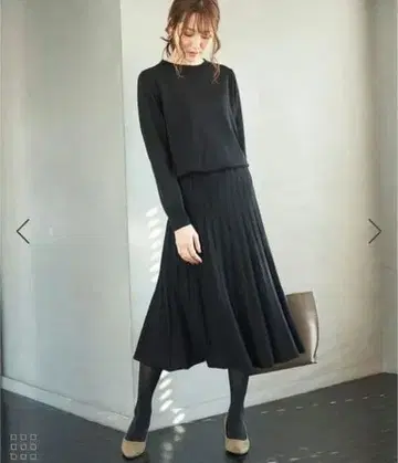 ROPE' PICNIC 크루넥 플리츠 니트 원피스 L 블랙