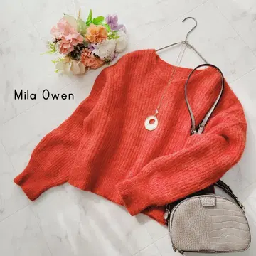 새상품급*미라 오웬*알파카 혼방 얕은 V 로우 게이지 V넥 니트