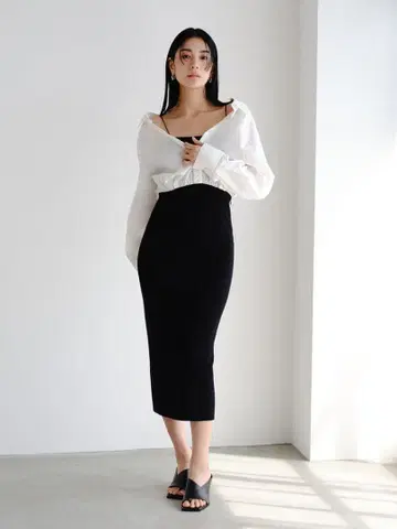 프레이 아이디 셔츠 콤비 타이트 니트 원피스 화이트 1