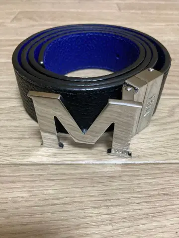 MBI 가죽 벨트 M자형 버클 블랙/블루