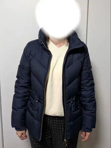 TOMMY 후드 부착 다운 자켓 네이비