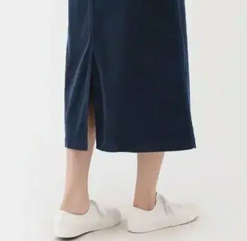 MUJI 네이비 오가닉 코튼 혼방 스트레치 코듀로이 스커트 [새상품]