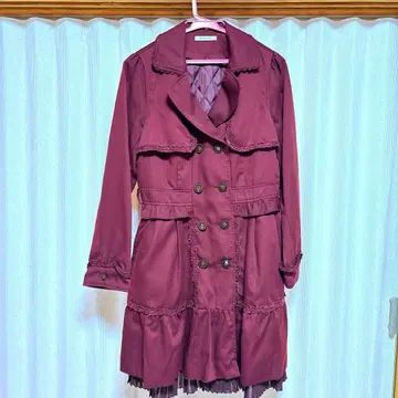 엑시즈팜 와인 레드 여성용 코트 프릴