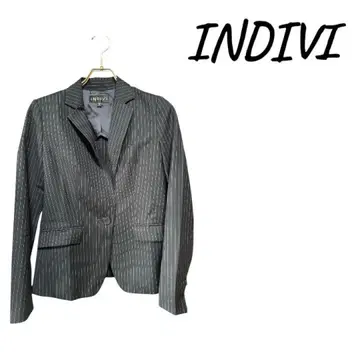 INDIVI 그레이 스트라이프 테일러드 자켓 M 사이즈 상당, 여성용