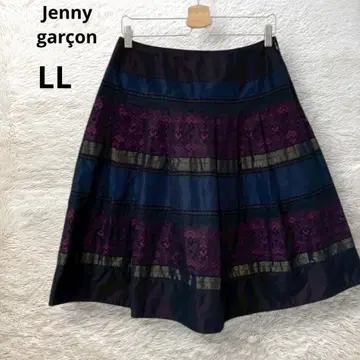 새상품급 제니 가르송 꽃무늬 자수 플레어 스커트 자카드 LL 엘레강스