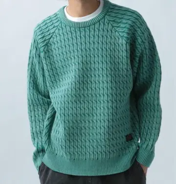 새상품 [ BAYFLOW ] 베이플로우 케이블 짜임 니트 풀오버 그린
