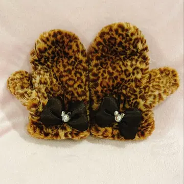 디즈니 레오파드 무늬 미튼 브라운
