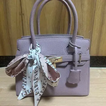 라벤더 합성 피혁 핸드백 스카프 포함