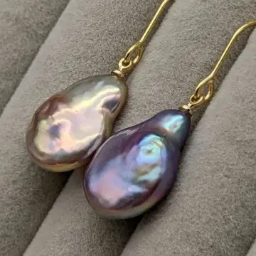 담수 진주 천연 메탈릭 컬러 귀걸이