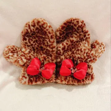 디즈니 레오파드 무늬 미튼 핑크